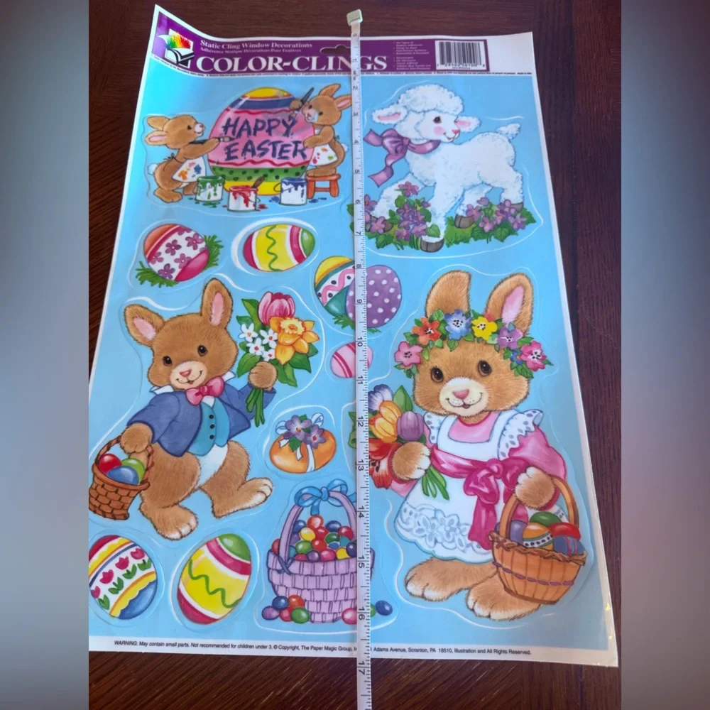 Vintage Easter window cling decorations lot bunnies eggs ducks flowers‎